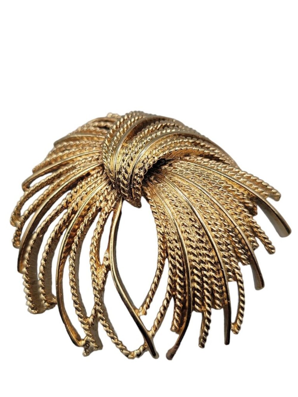 Monet Mirador Brooch Gold Tone Wheat Rope Spray Vintage - Picture 12 of 16